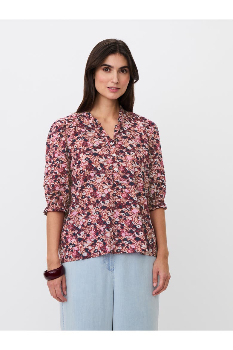 Mabrenitha Floral Mandarin Collar Blouse, Main, color, Beet Red