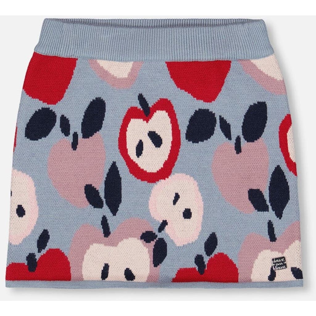 Deux Par Deux Knit Skirt With Apple Heart Jacquard In Gray