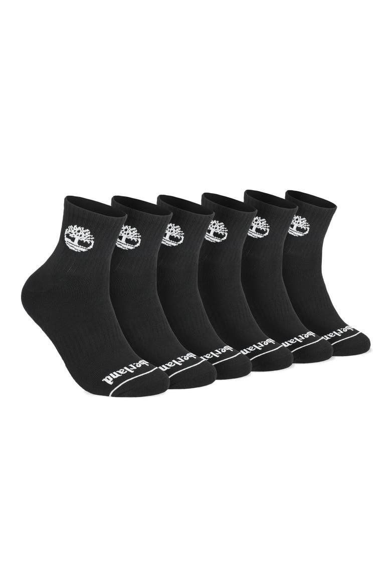 6-Pack Quarter Length Socks, Alternate, color, BLACK