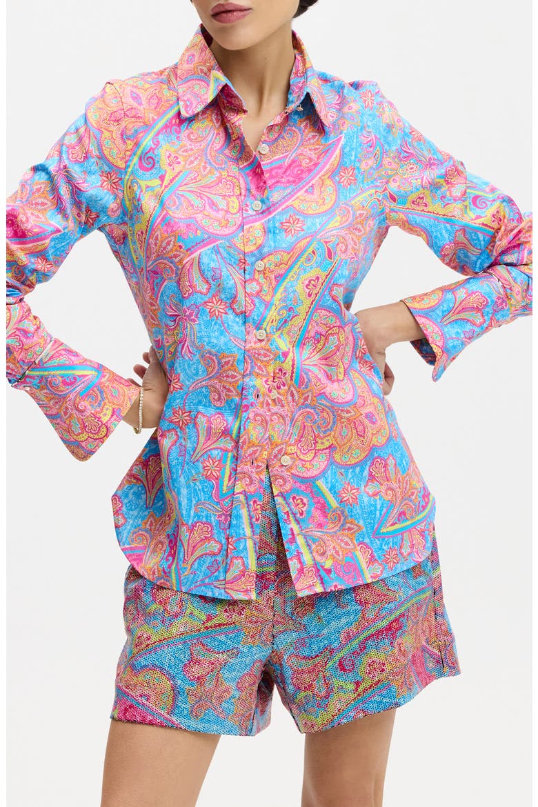 Priscilla Long Sleeve Woven Shirt, Main, color, BLUE MULTI