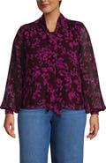 Lands' End Chiffon Removable Tie Neck Blouse