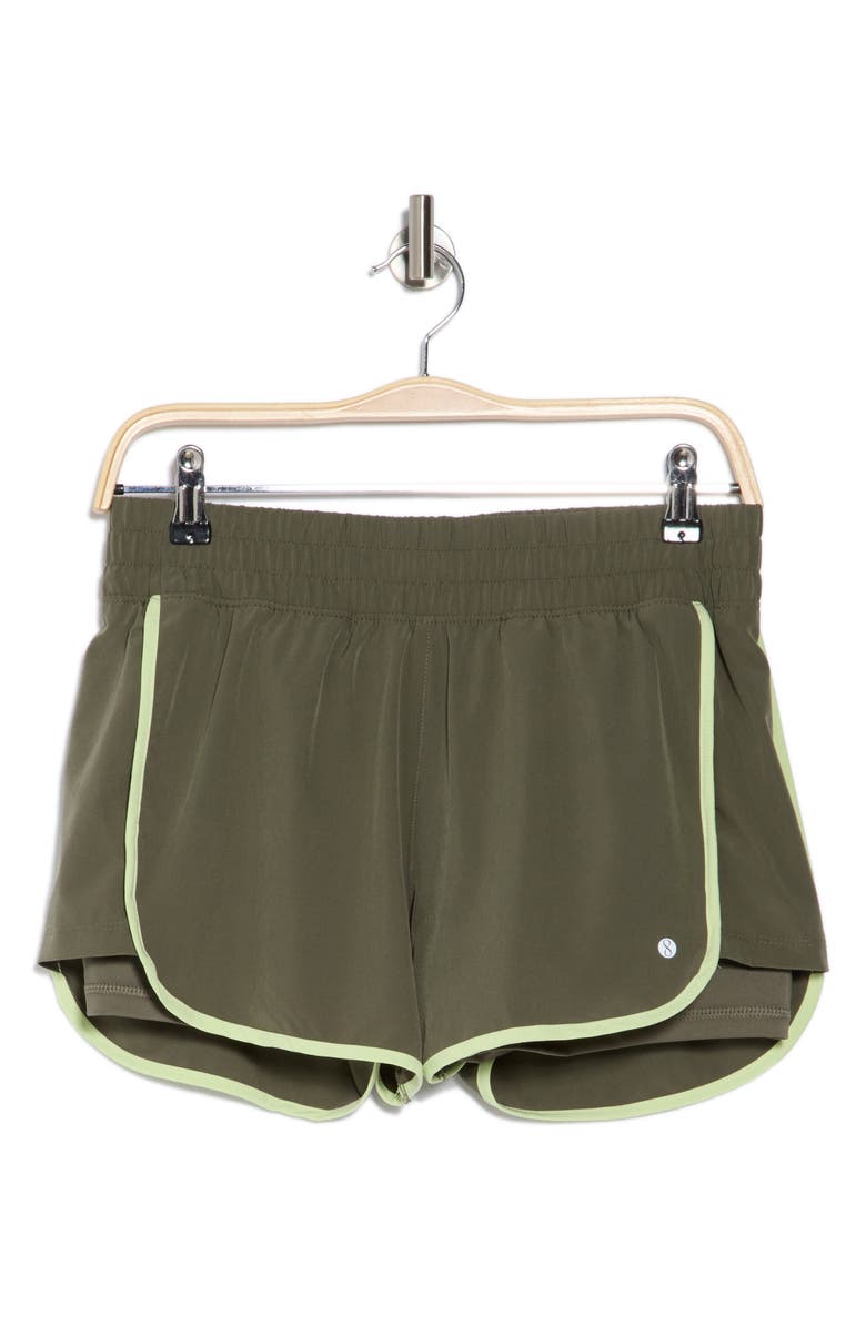 LAYER 8 Fast Track 2-in-1 Running Shorts, Alternate, color, Tea Leaf/ Shadow Lime