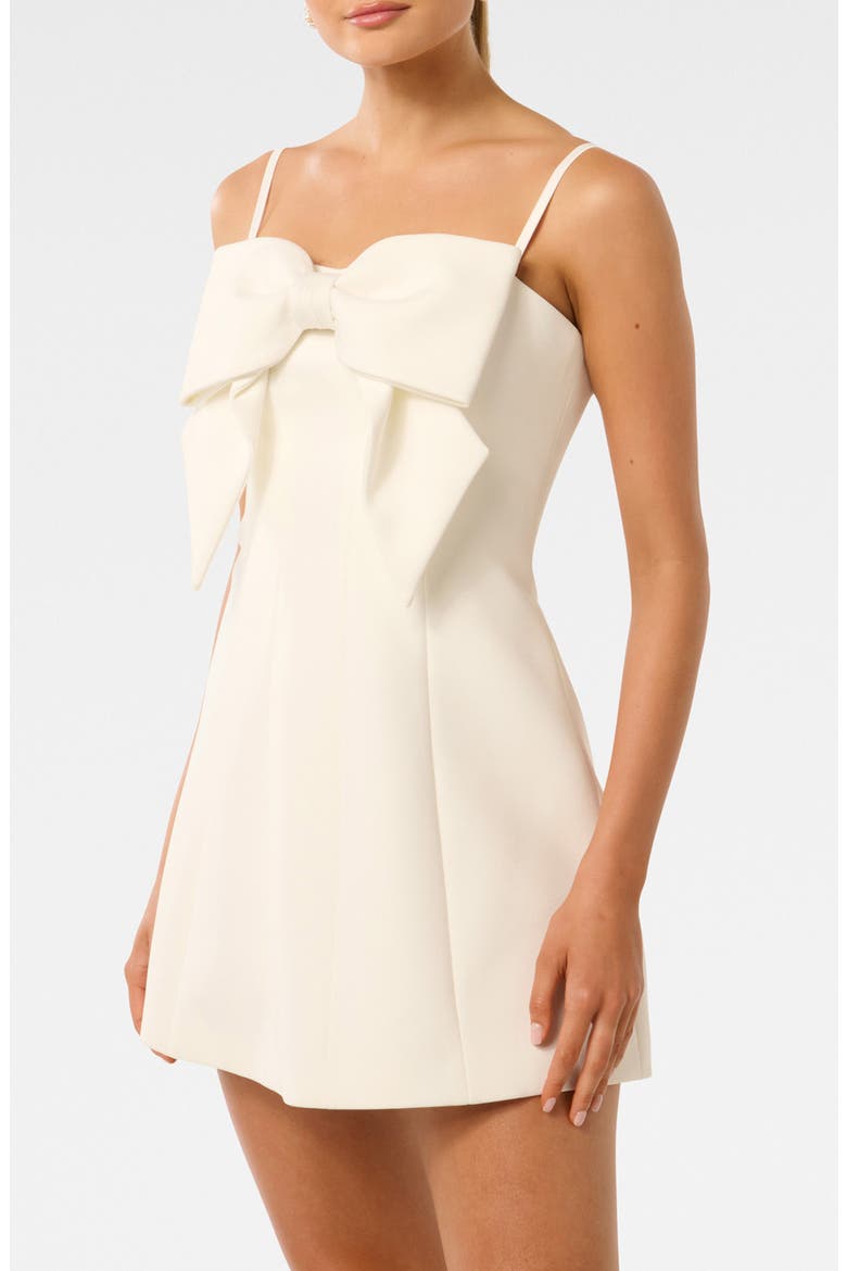 Hayley Bow Front Cocktail Minidress, Alternate, color, PORCELAIN
