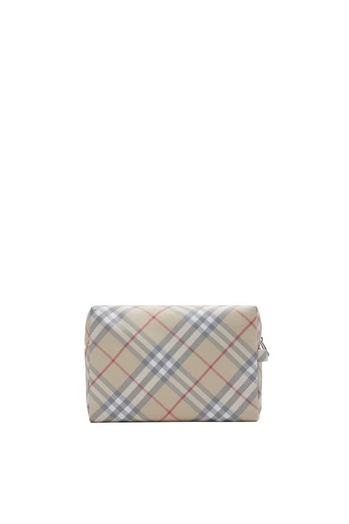 Burberry Check Baby Changing Pouch In Pale Stone