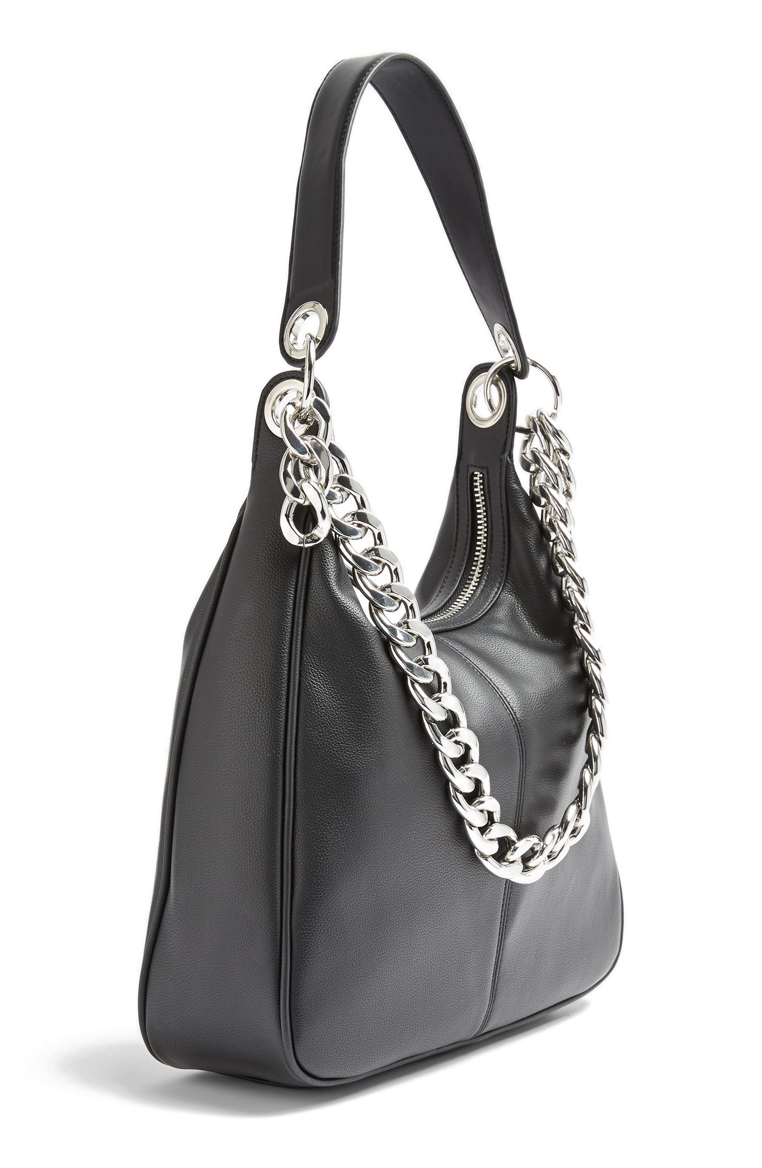 Chunk Chain Hobo Bag, Alternate, color, BLACK