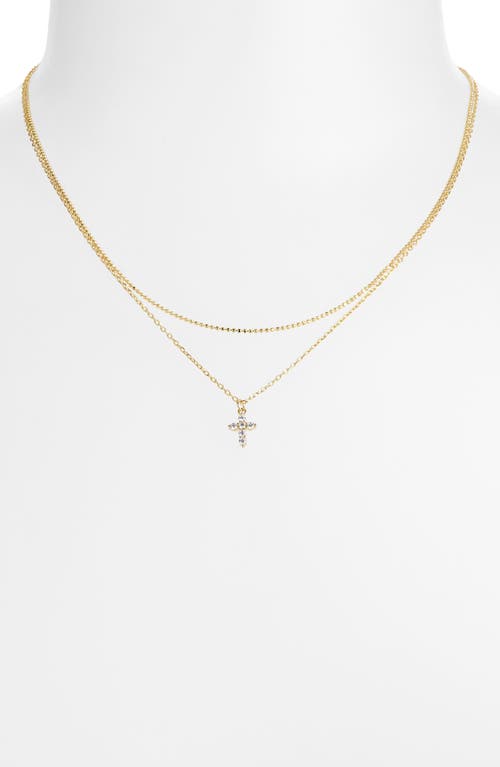 Argento Vivo Cubic Zirconia Cross Pendant Layered Necklace In Gold