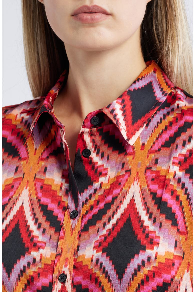 Satin Button-Up Top, Alternate, color, BLACK ROSE