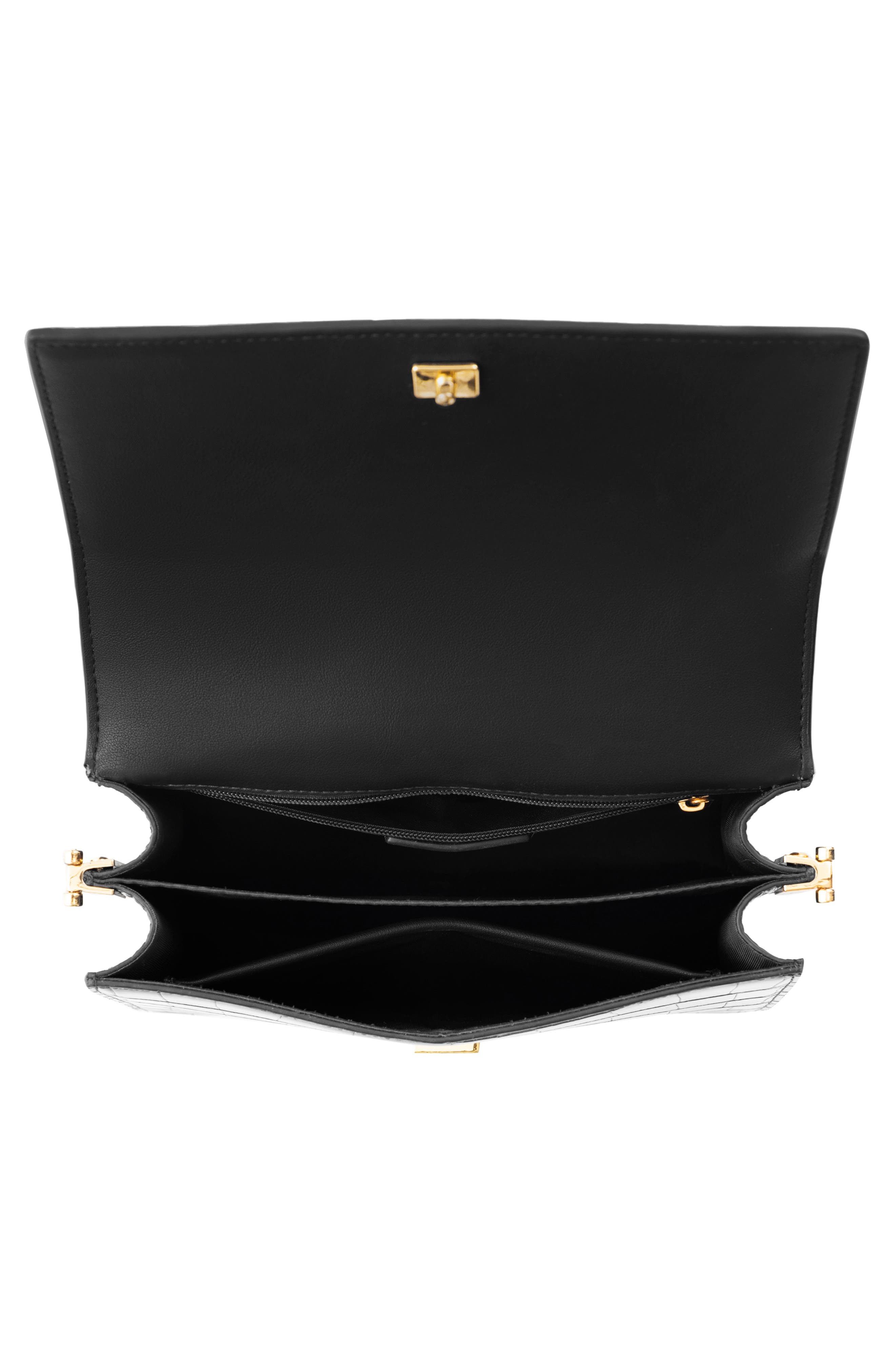 JW PEI Mini Flap Croc Embossed Faux Leather Shoulder Bag, Alternate, color, Black Croc