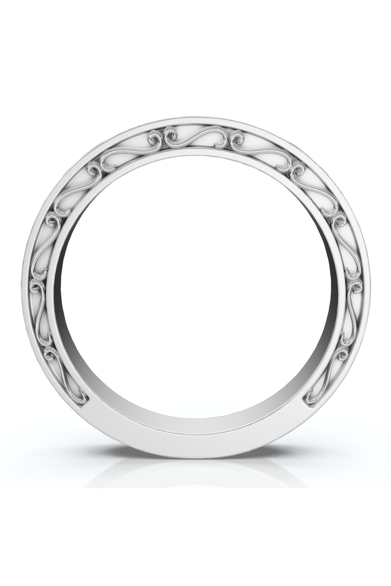 Stackable Diamond Wedding Ring Scroll Pattern Band 14k Gold Lab Grown, Alternate, color, 14k Yellow Gold
