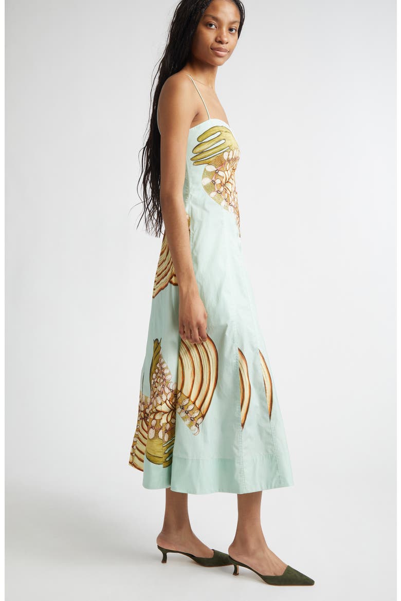 Vesela Botanical Print Midi Dress, Alternate, color, WATER BLOSSOMS