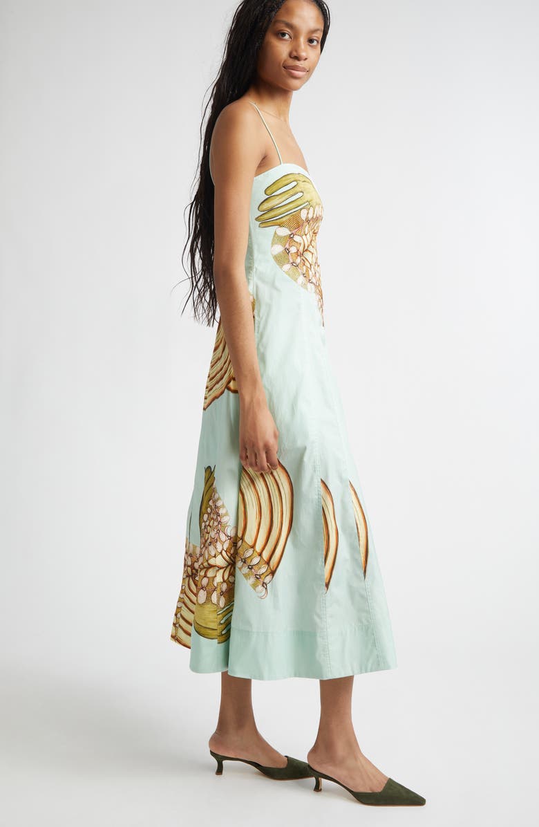 Ulla Johnson Vesela Botanical Print Midi Dress, Alternate, color, Water Blossoms