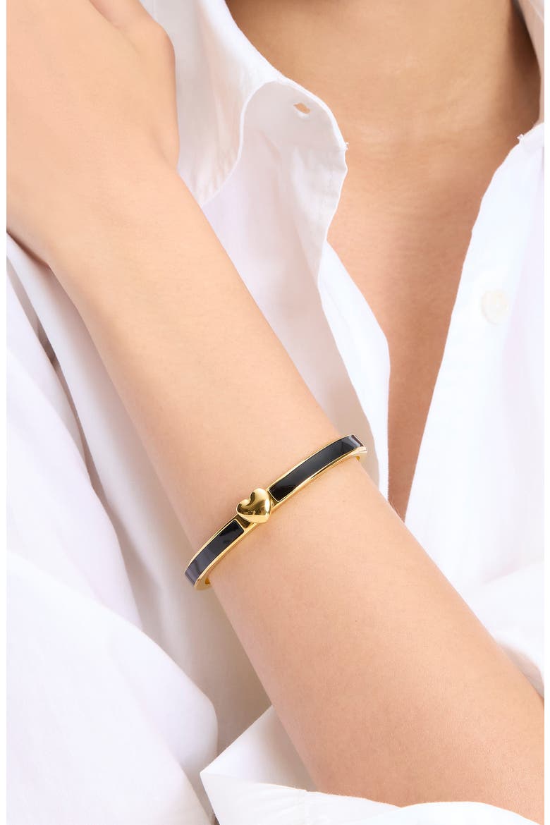 enamel hinged bangle, Alternate, color, BLACK/ GOLD