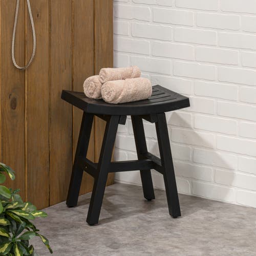 Jonathan Y Tamlyn 15.75" Traditional Classic Slatted Solid Acacia Wood Indoor/outdoor Shower Stool In Gray