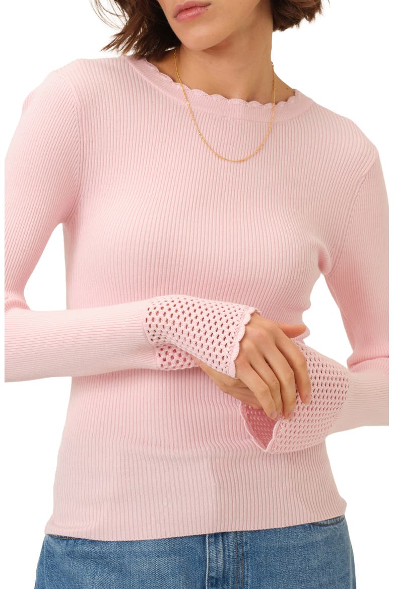 Open Stitch Rib Sweater, Main, color, PINK