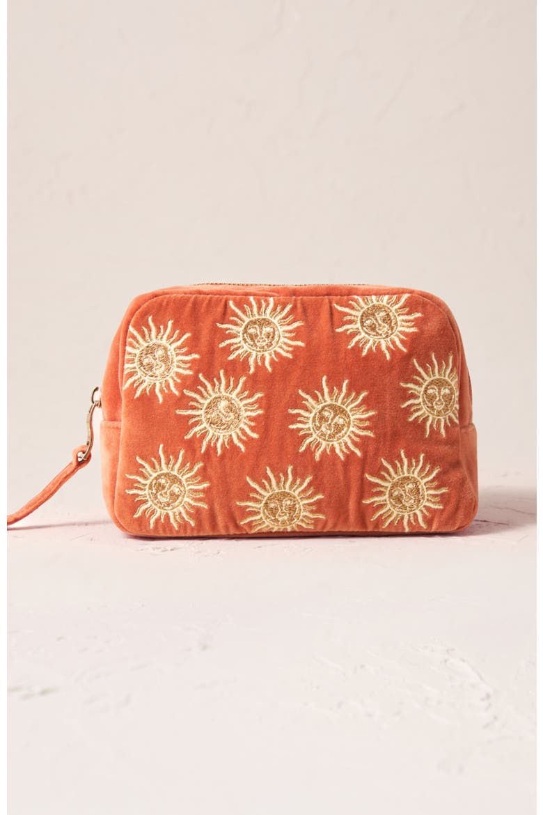 Sun Goddess Velvet Makeup Bag, Main, color, Rust