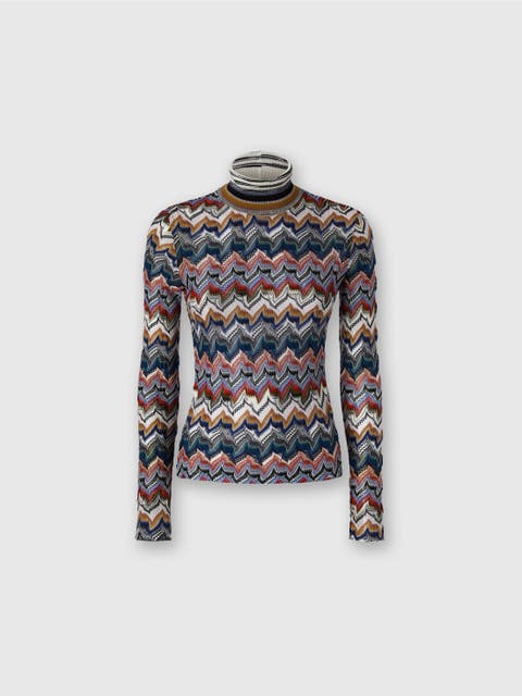 Slim Fit High-neck Sweater In Embroidered Lace