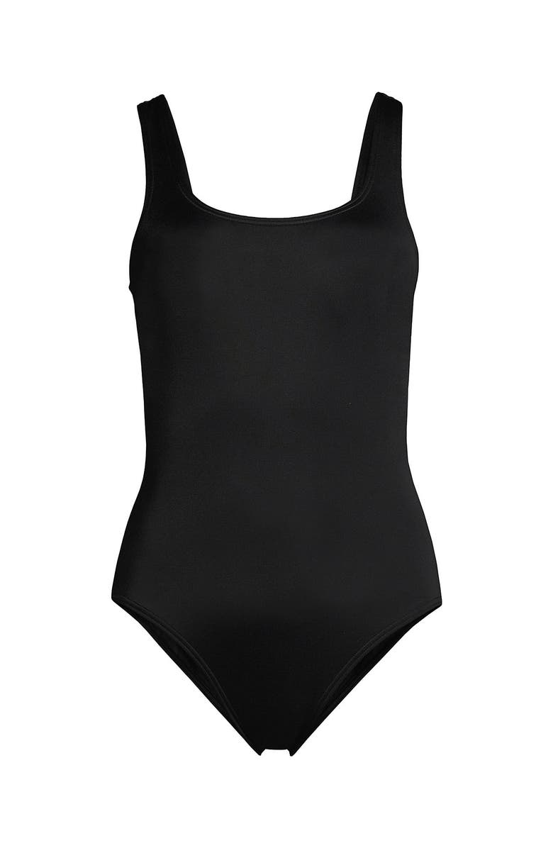 Lands' End Chlorine Resistant High Leg Soft Cup Tugless Sporty One Piece Swimsuit, Alternate, color, 