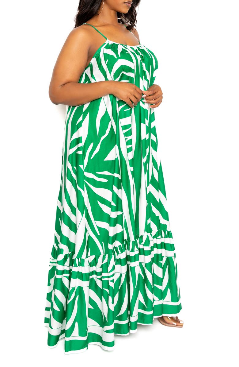 BUXOM COUTURE Animal Print Maxi Dress, Alternate, color, Green