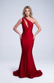 Jessica Angel Asymmetrical Cutout Mermaid Evening Gown