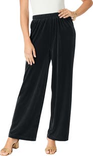 Roaman's Wide Leg Velour Pant