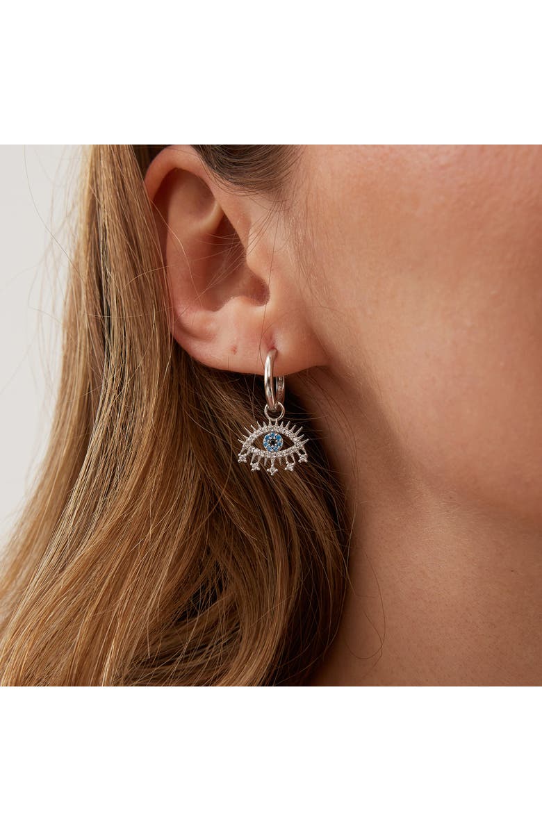 Spero London Evil Eye Earring Blue Eye Eyelash Sterling Silver Earring, Alternate, color, Silver