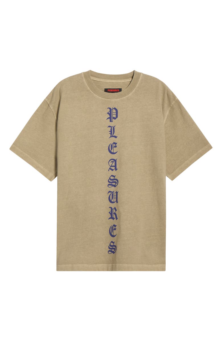 PLEASURES Knight Overdye Graphic Logo T-Shirt, Main, color, Tan