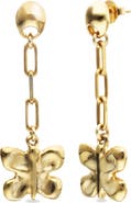 UNODE50 Long Butterfly Earrings in Gold-Tone