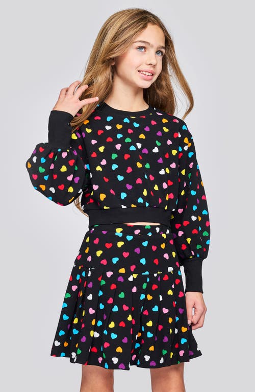 Truly Me Kids' Heart Crop Sweatshirt In Black