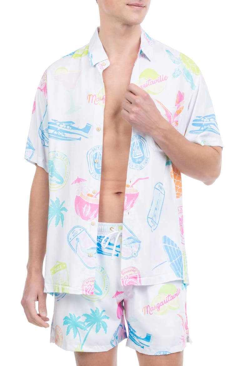 Margaritaville by Kenny Flowers - The Changes in Latitude - Short Sleeve Shirt, Alternate, color, White