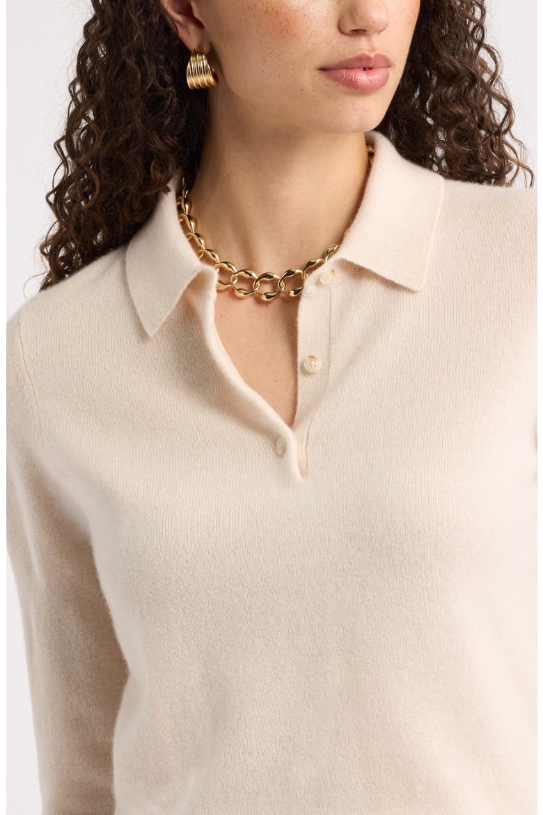 Cashmere Polo Sweater, Alternate, color, BEIGE BEACH