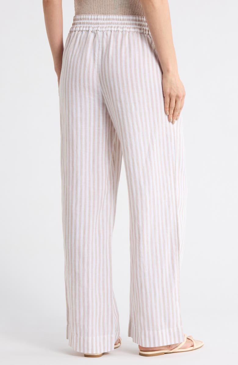 Tommy Bahama Cabana Stripe Wide Leg Linen Drawstring Pants, Alternate, color, Coffee Break