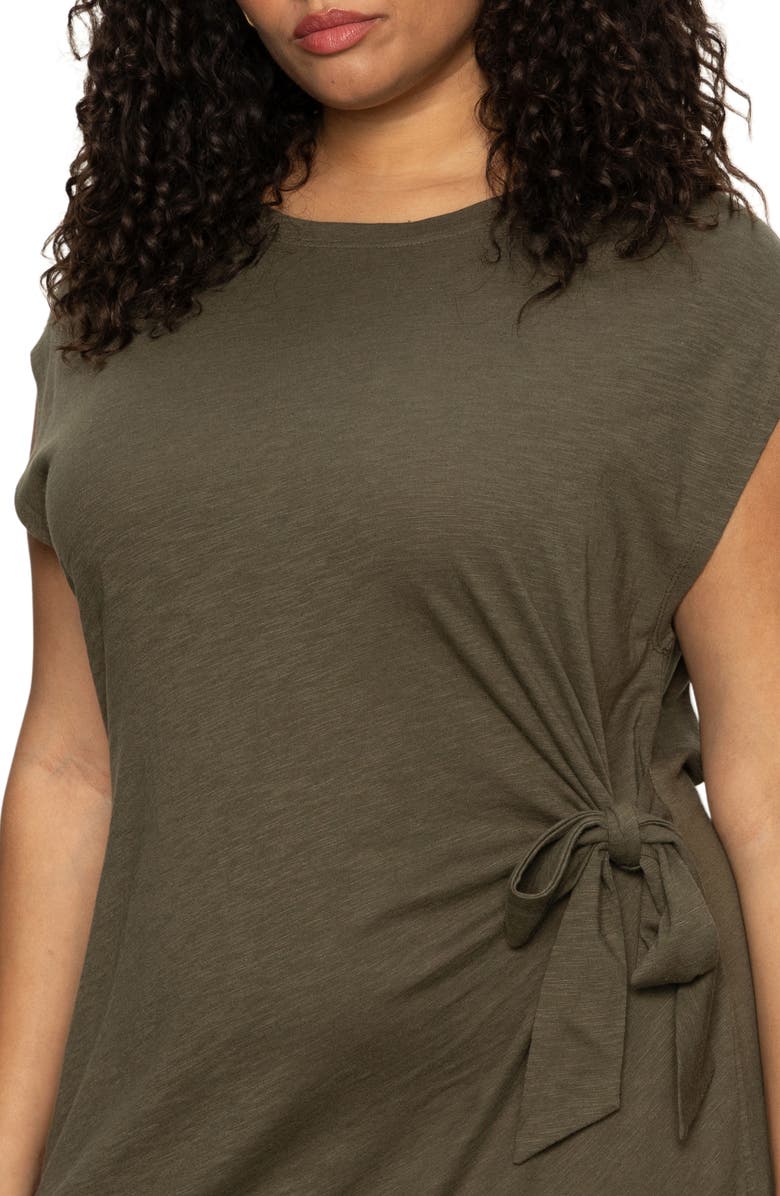 Sanctuary Side Tie Organic Cotton Blend T-Shirt Dress, Alternate, color, Kalamata