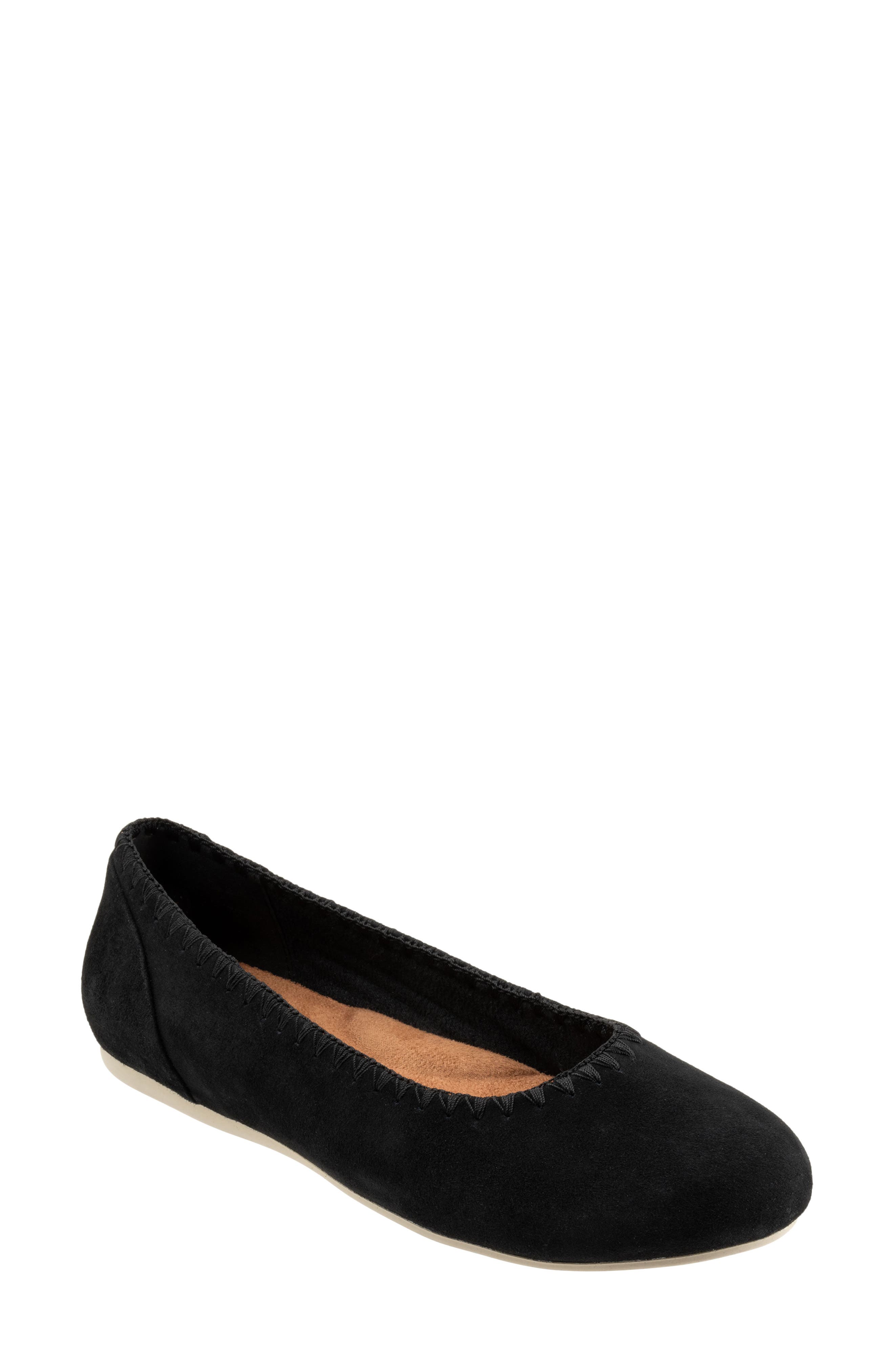 Sonoma Embroidered Ballet Flat, Main, color, BLACK SUEDE