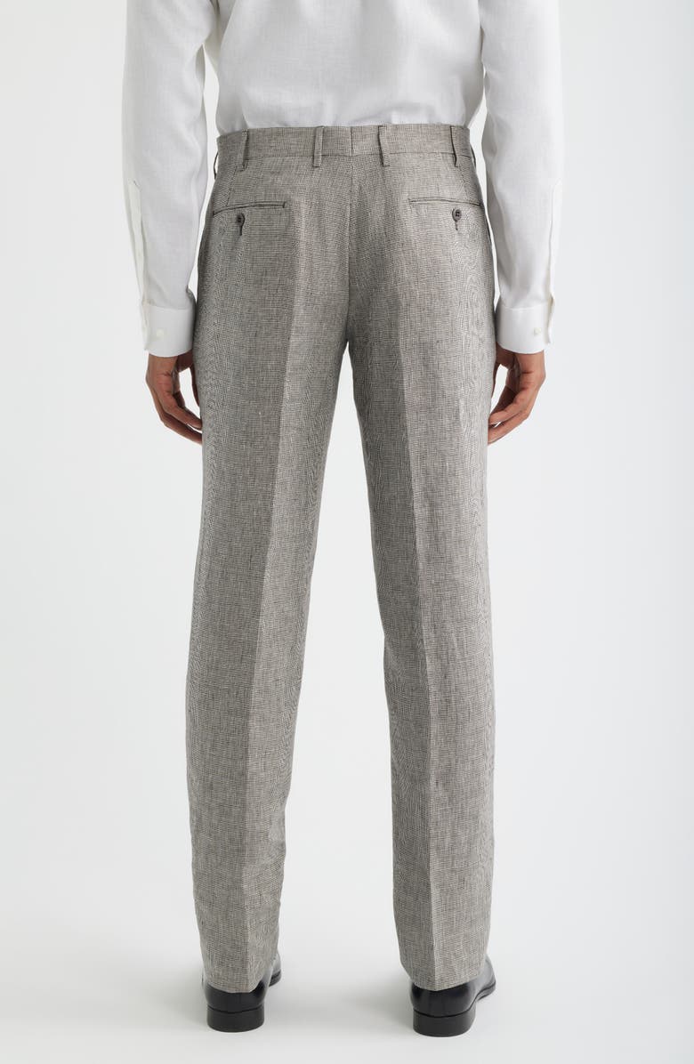 Zanella Parker Mini Check Linen Pants, Alternate, color, Espresso