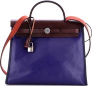 Pre-Owned Hermes Herbag Zip Berline Vache Canvas and Leather 31