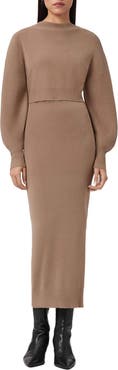 AllSaints Dina Blouson Sleeve Sweater & Knit Midi Dress Set