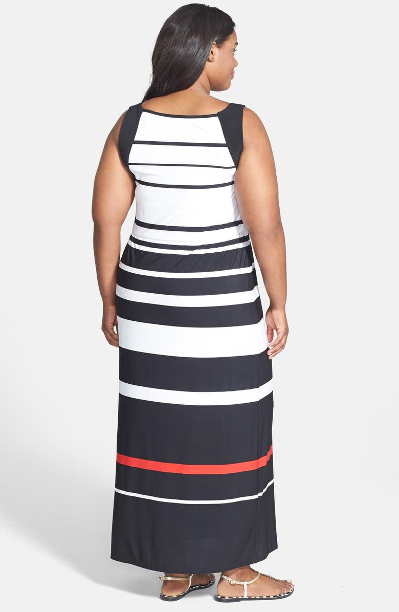 Donna Ricco Stripe Jersey Maxi Dress, Alternate, color, 