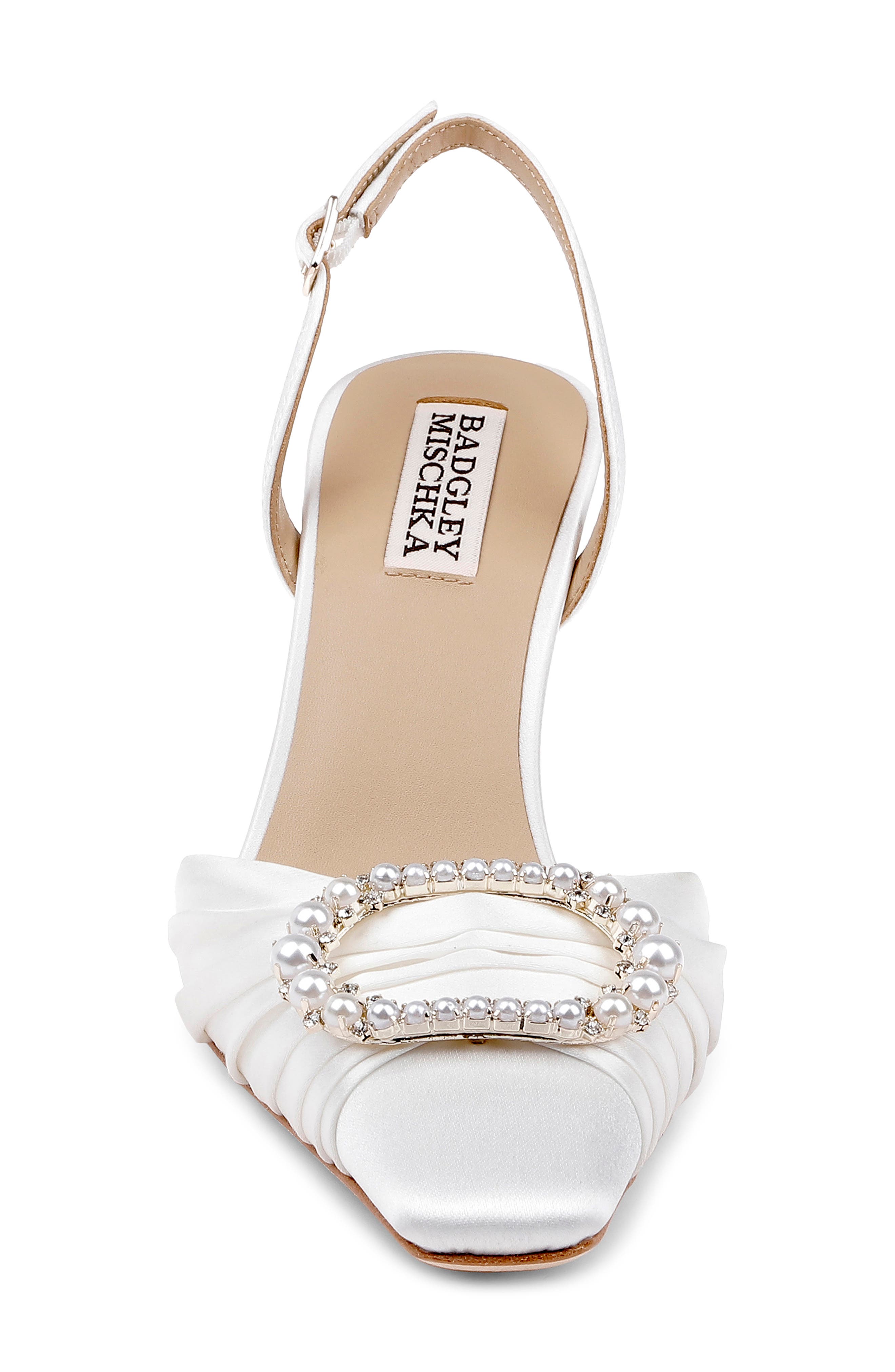 BADGLEY MISCHKA Oakville Slingback Pump, Alternate, color, White Satin