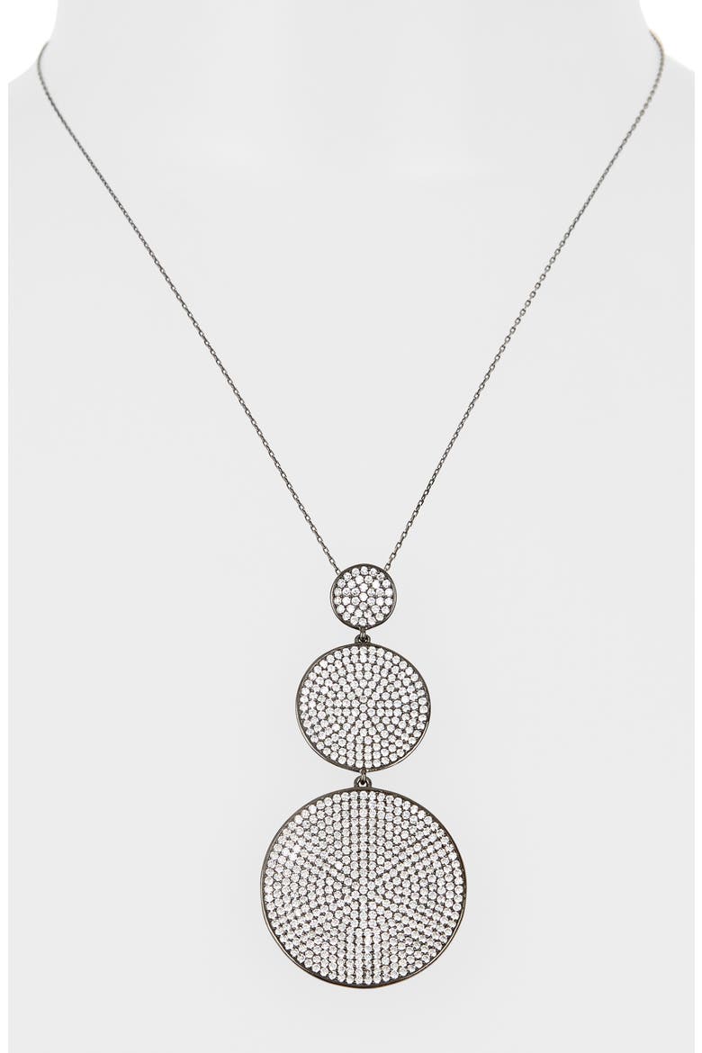 CZ Graduating Pendant Necklace, Alternate, color, BLACK