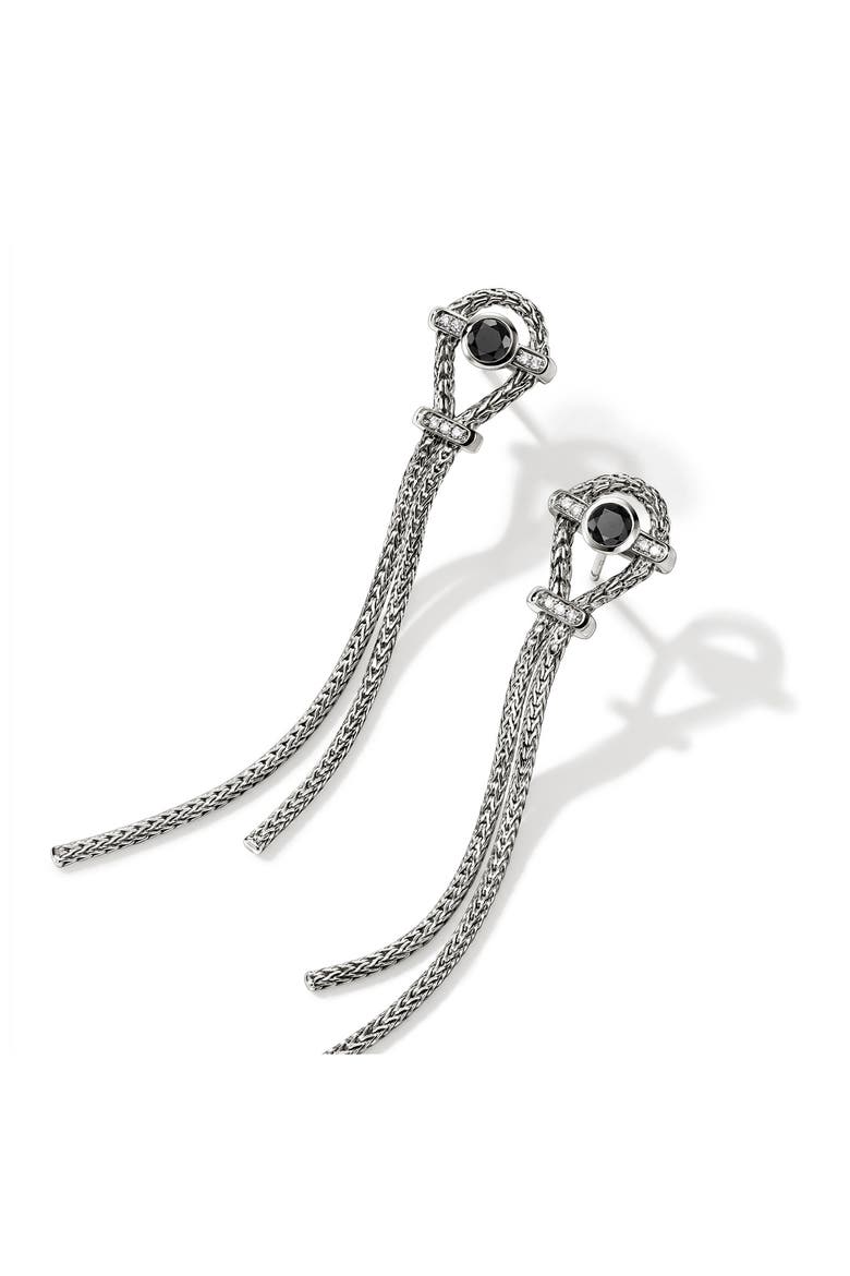 Icon Drop Earring, Sterling Silver, Black Sapphire, Diamond (Nordstrom Exclusive), Alternate, color, BLACK SAPPHIRE