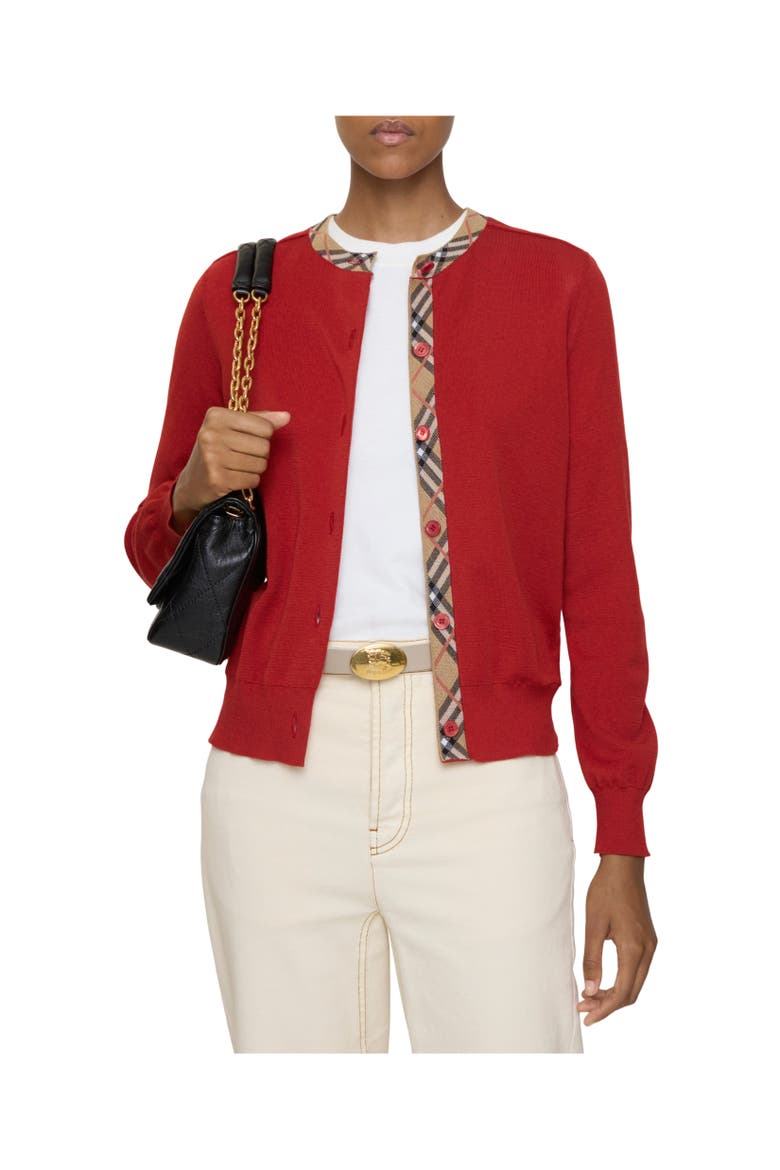 Wool Cardigan, Alternate, color, Crimson red