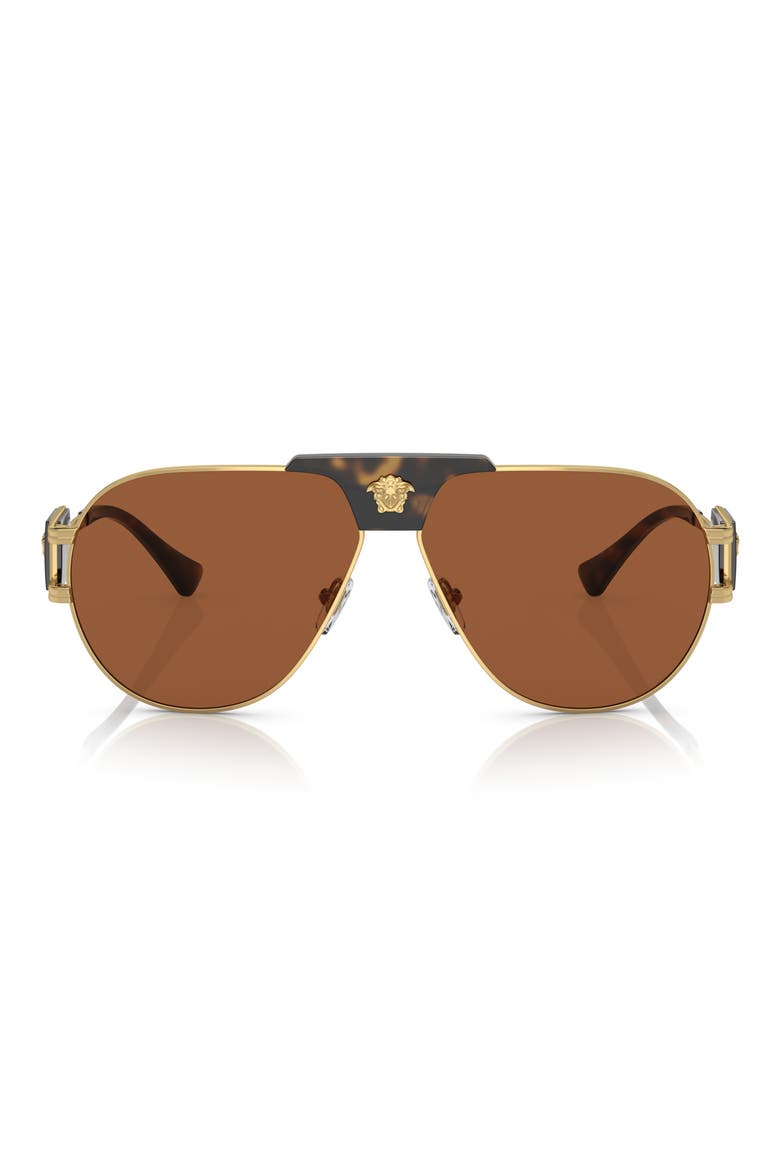 63mm Oversize Pilot Sunglasses, Main, color, DARK BROWN