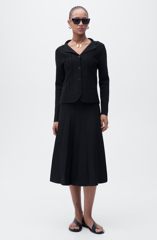 Mango Knit Jacket With Lapel Collar In Black