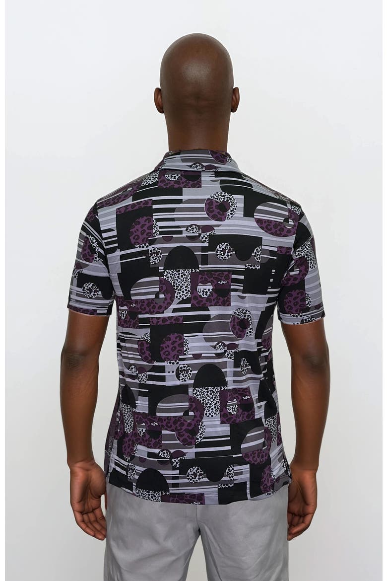 Wrinkle Resistant 3 Button Retro Purple Polo Shirt, Alternate, color, Purple Multi