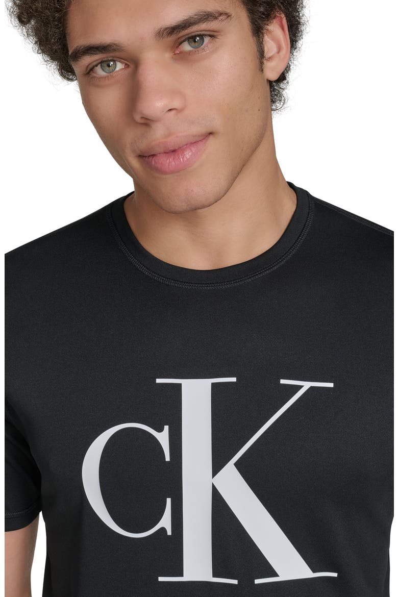 Monogram Logo Short Sleeve Rashguard, Alternate, color, BLACK