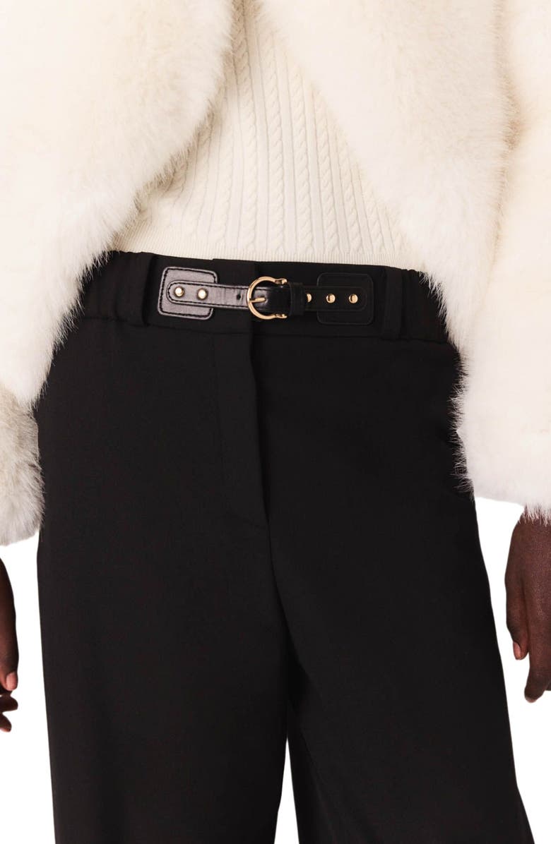 maje Wide-leg suit trousers, Alternate, color, Black