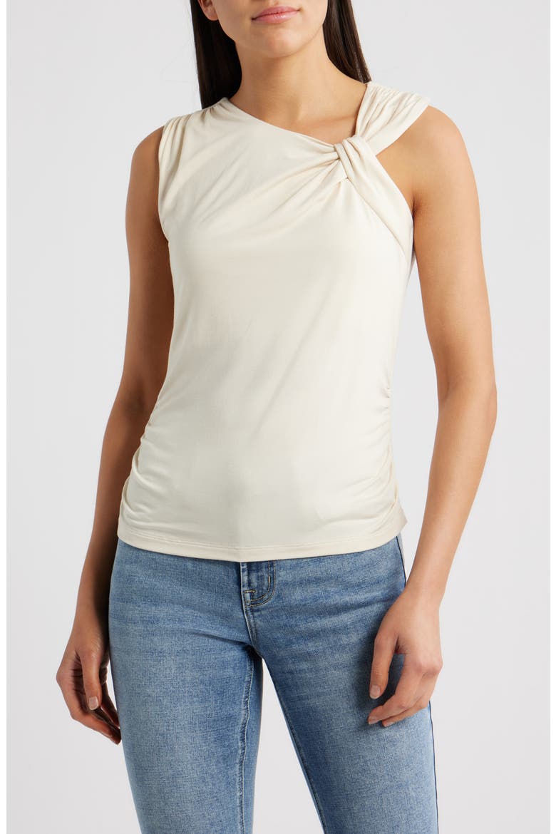 Asymmetric Neck Sleeveless Top, Main, color, BEIGE