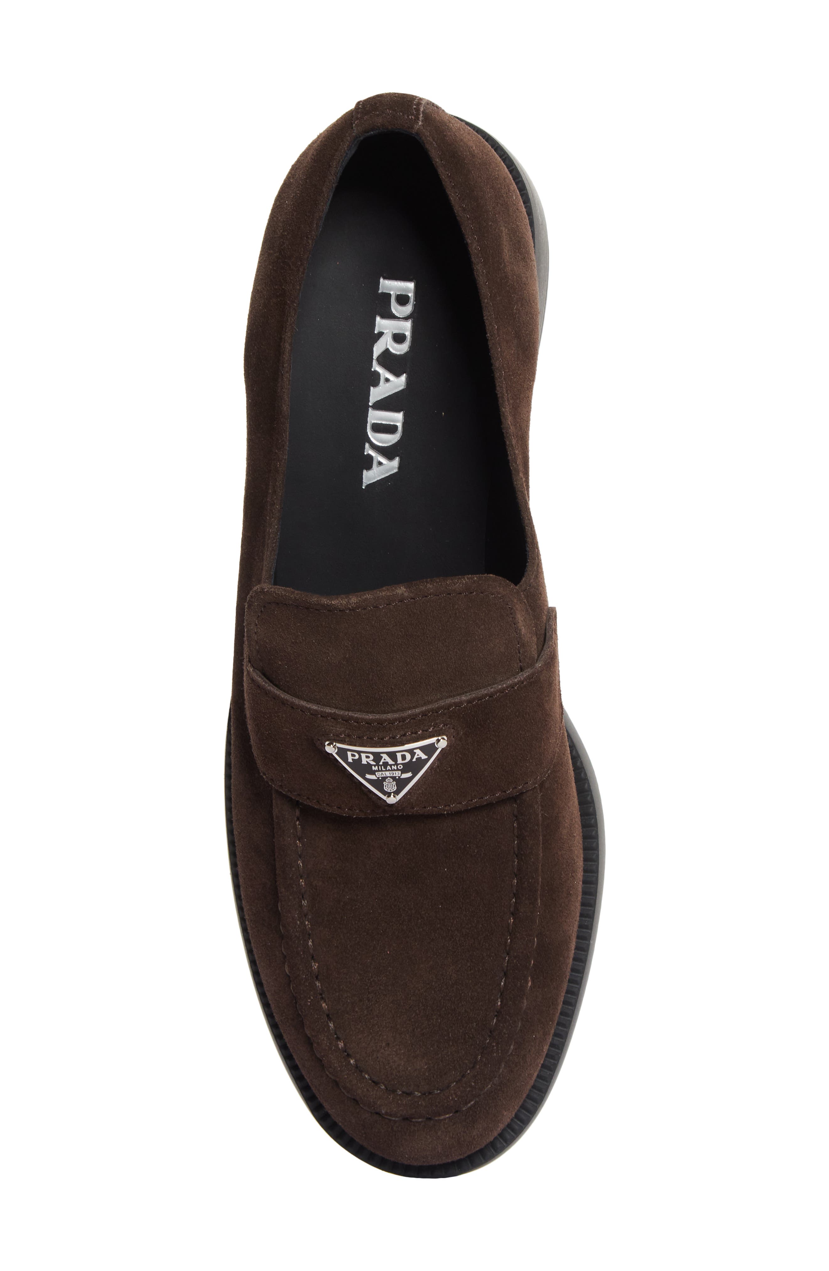 Prada Triangle Logo Loafer, Alternate, color, 