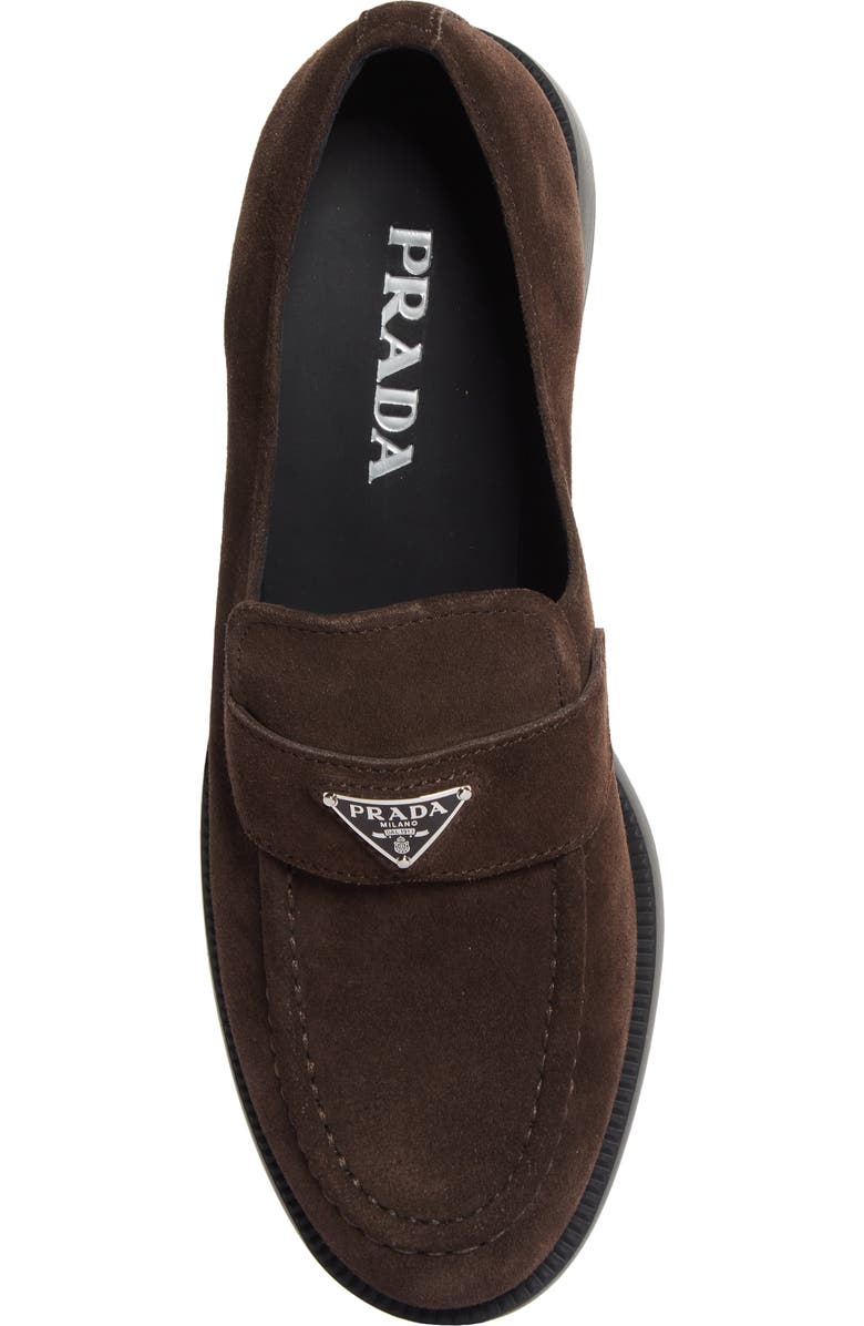 Prada Triangle Logo Loafer, Alternate, color, Moro