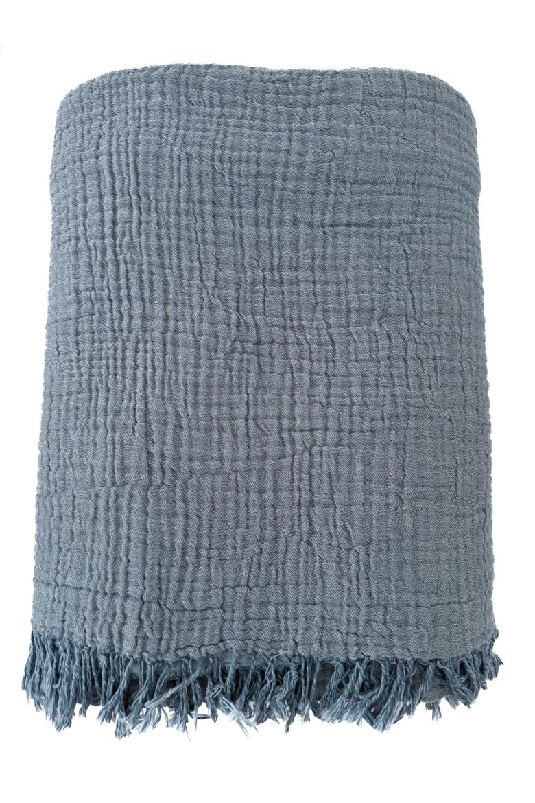 Crinkled Turkish Cotton Cuddle Throw, Alternate, color, Charcoal Grey